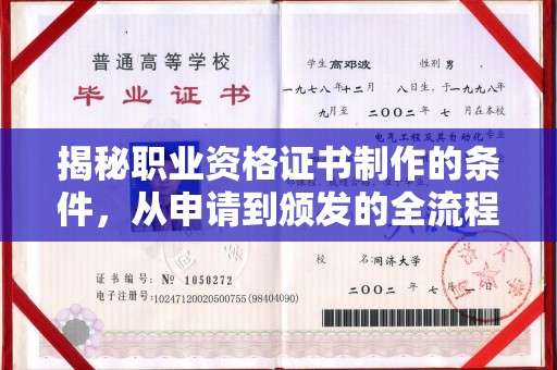 九台揭秘职业资格证书制作的条件，从申请到颁发的全流程解析